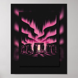 Mystical Stonehenge under Auroran Poster