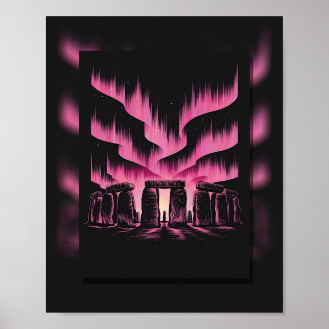 Mystical Stonehenge under Auroran Poster (Framsidan)