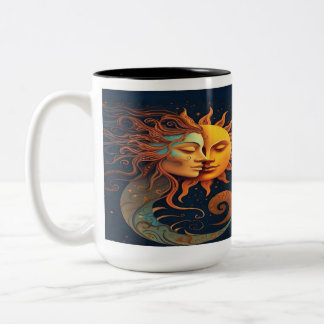 Mystical Sun & Moon Mug – Celestial Art Coffee Cup Två-Tonad Mugg