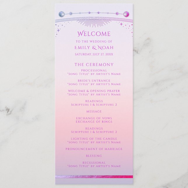 Mystical Sunset Rosa Sol Måne astronomiutrymme Program (Framsida)