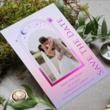 Mystical Sunset Rosa Sol Måne Stars Bröllop