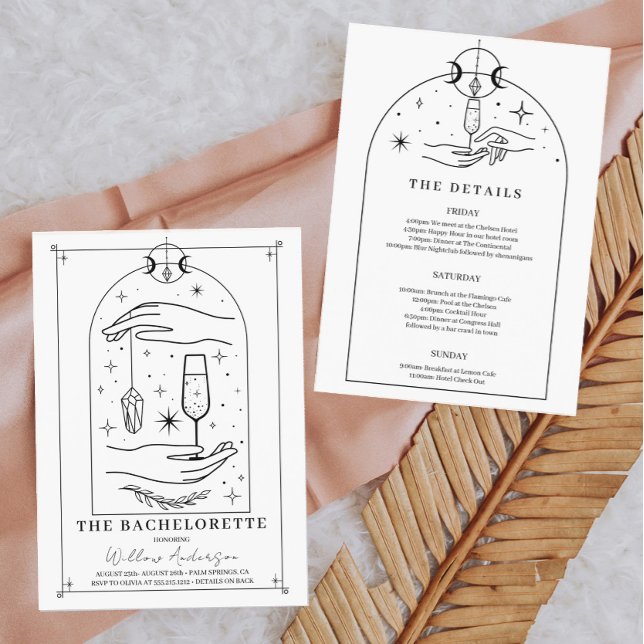 Mystical Tarot Card Bachelorette Party Itinerary Inbjudningar (Mystical Tarot Card Bachelorette Party Invite and Itinerary )