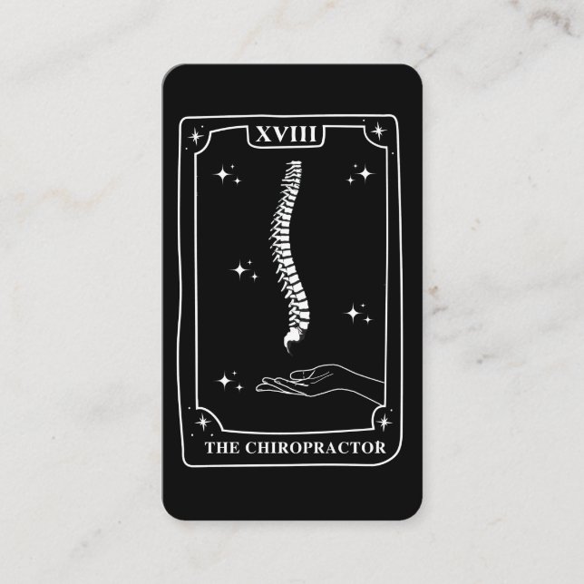 Mystical Tarot Card Black and White Chiropractor Visitkort (Framsida)