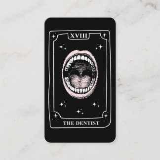 Mystical Tarot Card Black and White Dentist Visitkort
