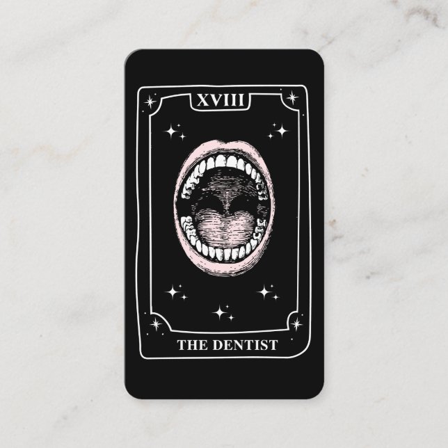 Mystical Tarot Card Black and White Dentist Visitkort (Framsida)