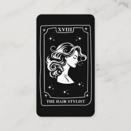 Mystical Tarot Card Black and White Hair Stylist Visitkort