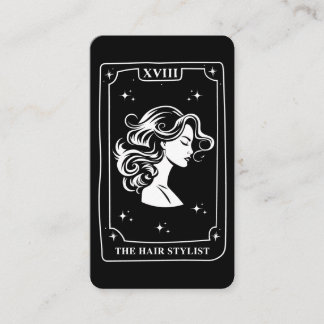 Mystical Tarot Card Black and White Hair Stylist Visitkort