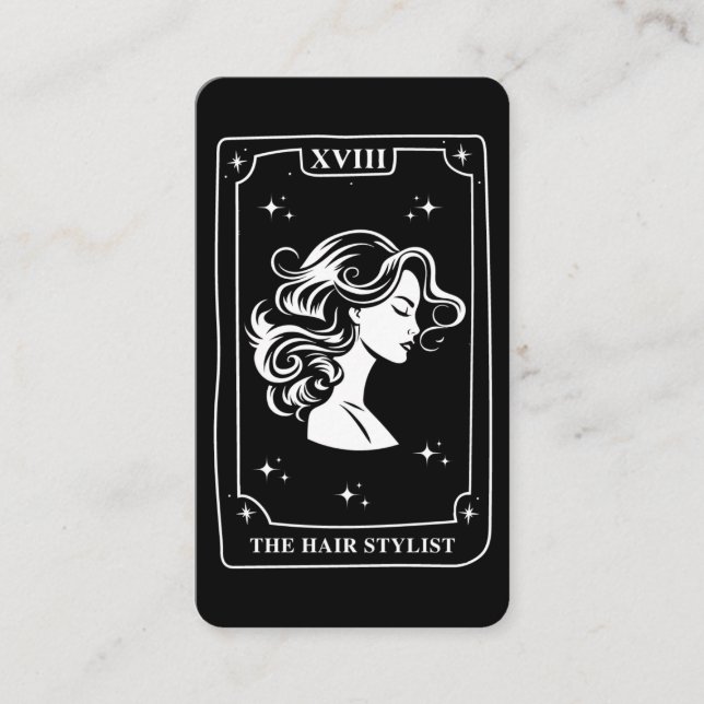 Mystical Tarot Card Black and White Hair Stylist Visitkort (Framsida)