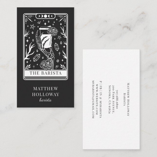 Mystical Tarot Charcol Grått Barista Visitkort (Fram/baksida)