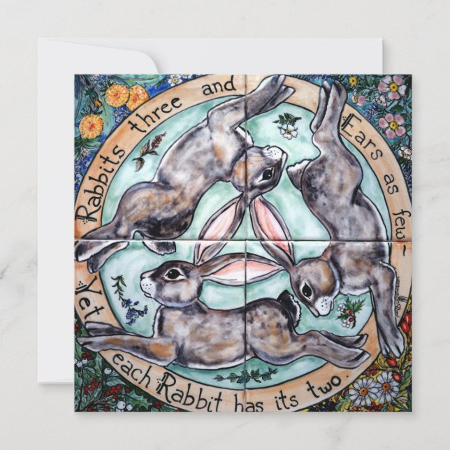 Mystical Three Rabbits Hares Öron 4 Seasons Blank (Framsida)