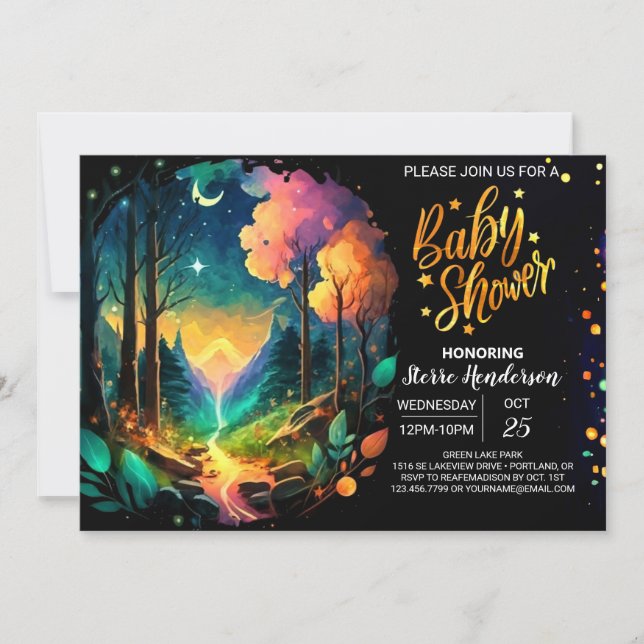 Mystical Timber Grove Magic Baby Shower Inbjudningar (Framsida)