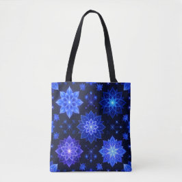 Mystical Tote Bag-Lila-Blommigt för Blå Tygkasse