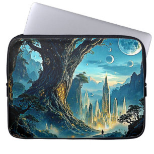 Mystical Träd City Dreamscape Laptop Fodral