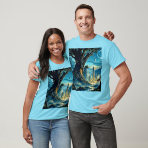Mystical Träd City Dreamscape T Shirt