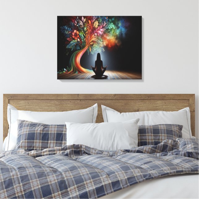 Mystical Träd & Meditation: Serenity & Harmony Canvastryck (Insitu (sovrum))