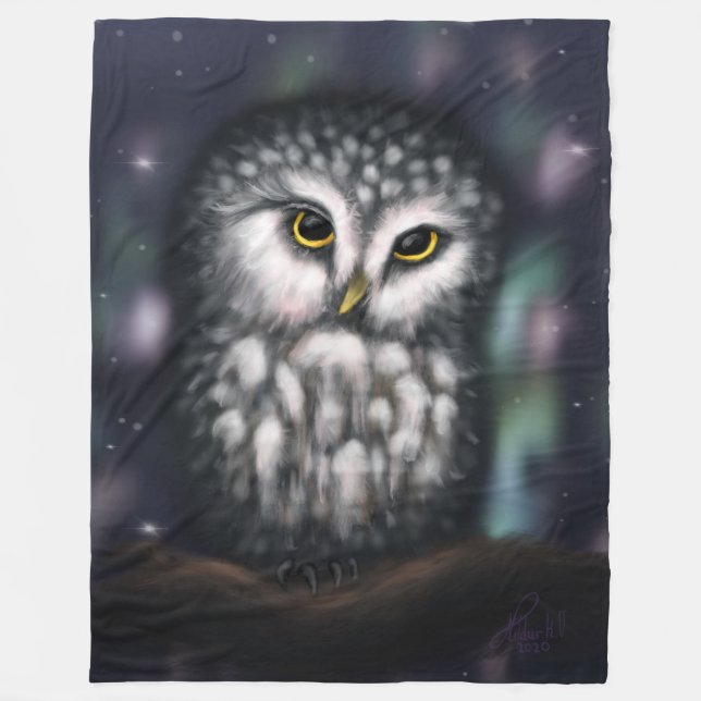 Mystical Uggla i norra Nightfall Fleecefilt (Framsidan)