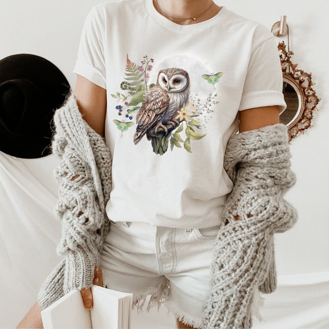 MYSTICAL UGGLA & Luna Moth T-shirt, Forest Bird T T Shirt (Skapare uppladdad)