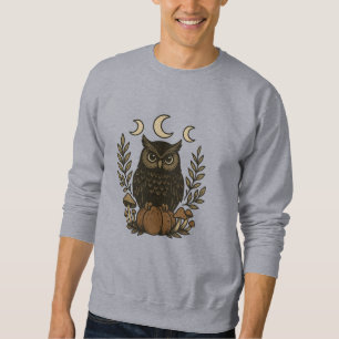 Mystical Uggla Måne Phases-Shirt - Gothic Witchy Lång Ärmad Tröja