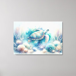 Mystical Underwater Turtle Print Canvastryck