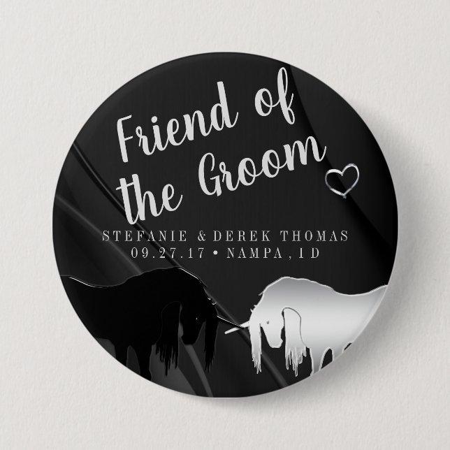 Mystical Unicorn Bröllop (Groomens vän) Knapp (Framsida)