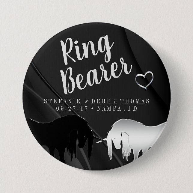 Mystical Unicorn Bröllop (Ring Bearer) Knapp (Framsida)