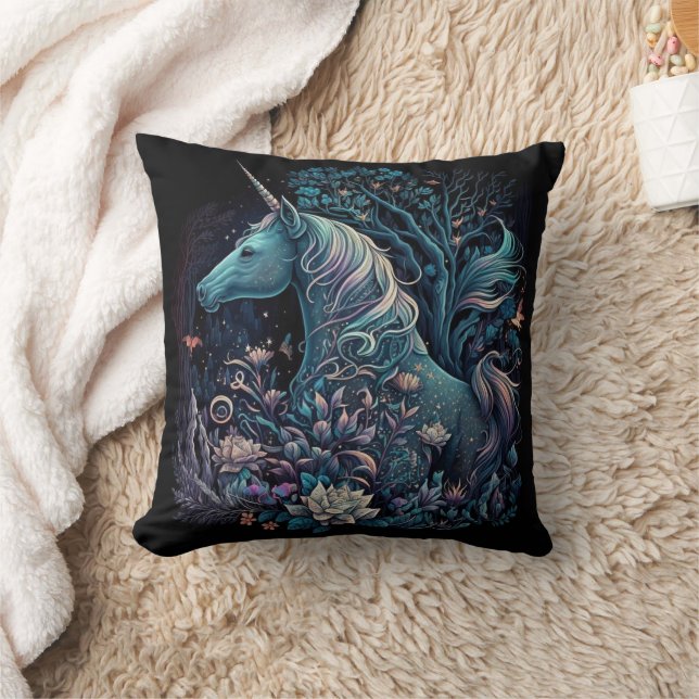 Mystical Unicorn - Fantasy Forest Kudde (Filt)