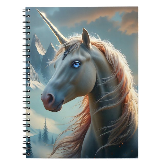 Mystical Unicorn i fantastiska berg Anteckningsbok (Framsidan)