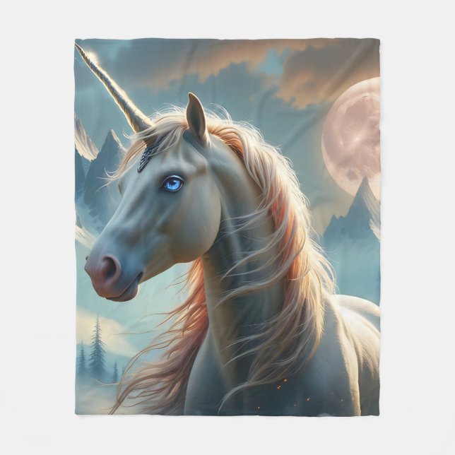 Mystical Unicorn i fantastiska berg Fleecefilt (Framsidan)