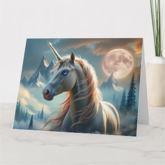 Mystical Unicorn i fantastiska berg Kort