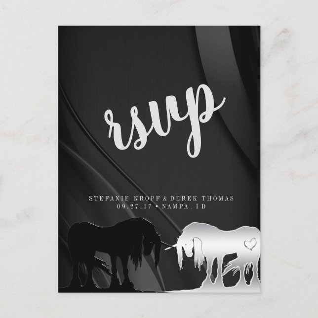 Mystical Unicorn OSA (svart virvel) Vykort (Framsida)