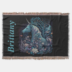 Mystical Unicorn - Personlig Fantasy Forest Filt