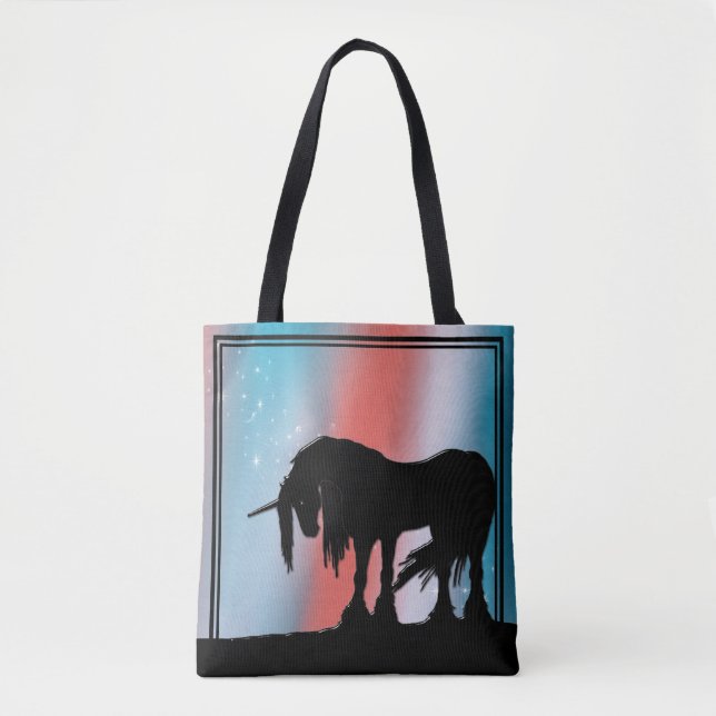 Mystical Unicorn (röd och blå) Tygkasse (Framsida)