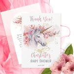 Mystical Unicorn | Rosa Blommigt Girl Baby Shower Tack Kort<br><div class="desc">Vi presenterar vår fängslande Mystical Unicorn and Rosa Blommigt Girl Baby Shower "Tack" Design. Lägg dig i en värld av förtjusning när du förbereder dig för att fira en liten annans ankomst. Den här krävande samlingen har en stor enhörnsten som brännpunkt, som på ett beundransvärt sätt är försedd med ömtåliga...</div>