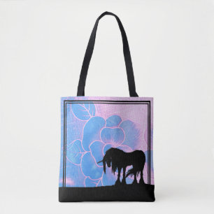 Mystical Unicorn (rosa & blue texturerad blomma) Tygkasse