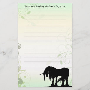 Mystical Unicorn w/linjer (grönt/leafy) Brevpapper