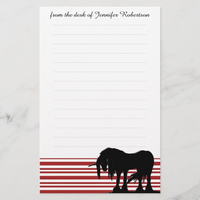 Mystical Unicorn w/linjer (red rand) Brevpapper (Framsida)