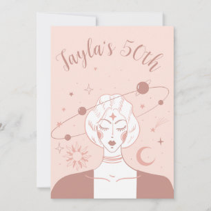 Mystical Universe 50-års födelsedag Musk Rosa Unde Inbjudningar