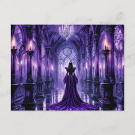 Mystical Vampire Queen in Gothic Castle Hall Vykort