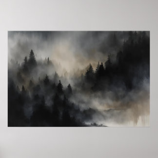 Mystical Veil Art - Lagrade Brushstrokes i Mörk Poster