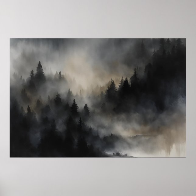 Mystical Veil Art - Lagrade Brushstrokes i Mörk Poster (Framsidan)