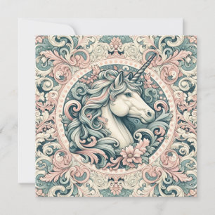 Mystical Victorian Unicorns: Enchanted Blommigt Inbjudningar