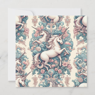 Mystical Victorian Unicorns: Enchanted Blommigt Inbjudningar
