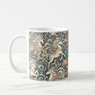 Mystical Victorian Unicorns: Enchanted Blommigt Kaffemugg