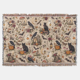 Mystical Vintage Halloween with Cat and Raven Filt