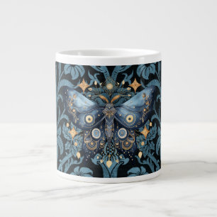 Mystical Watercolor Blue och Guld Nattmåne Jumbo Mugg