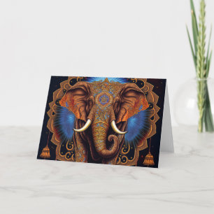 Mystical Watercolor Elephant Tack You Card Kort