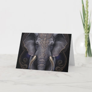 Mystical Watercolor Elephant Tack You Card Kort