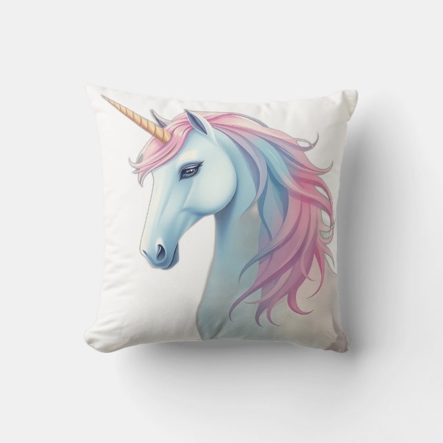 Mystical Watercolor Unicorn Kudde (Framsida)