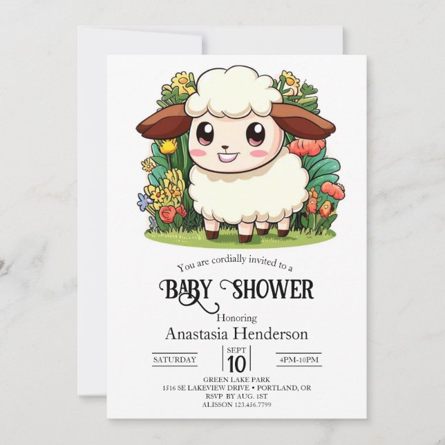 Mystical Whimsiic Sheep Baby Shower Inbjudningar (Framsida)