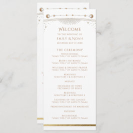 Mystical White Guld Sol Star Måne Astronomiutrymme Program